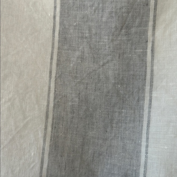 LIBECO Belgian Linen Tea Towel White w Grey Stripes 26.5" Square - Picture 3 of 6